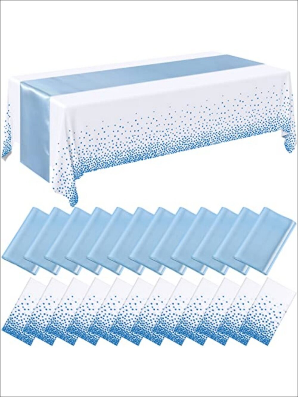 12 Pack Disposable Plastic Tablecloths and Satin Table Runner Set 54x108